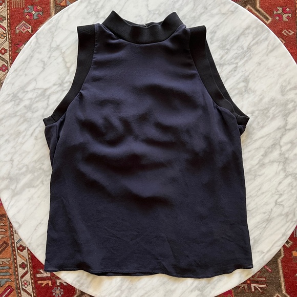 A.L.C. Blue 100% Silk Tank Top with Built In Camisole Size Large - Picture 1 of 6